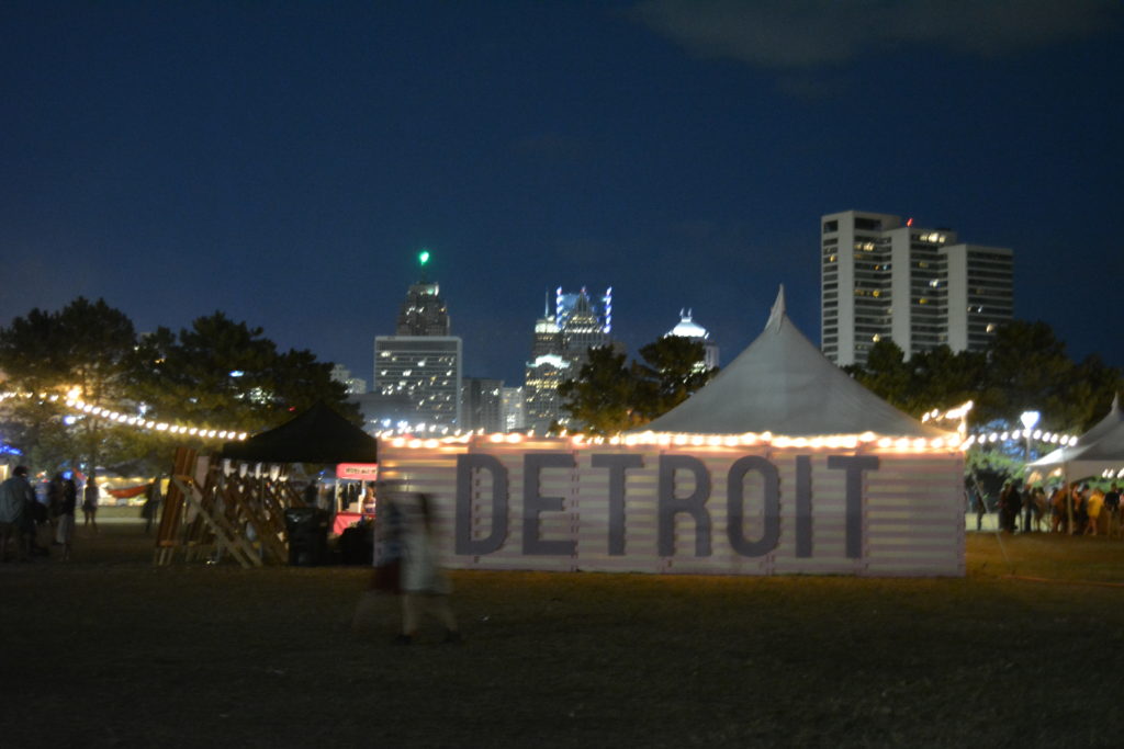 The Detroit skyline is visible from almost every part of the festival (Photo by Michelle Mirowski).