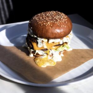 A photo of the burger available at Grey Ghost.