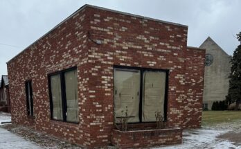 A building at 22305 Woodward Ave in Ferndale, Michigan that is the future home of a new fast casual concept from the team behind Grey Ghost, Second Best and Basan.