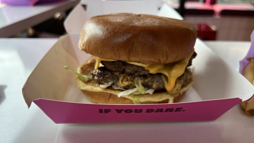 A double cheeseburger available at Little Ghost in Ferndale, Mich.