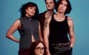 The Happy Fits posing in front of a blue background.