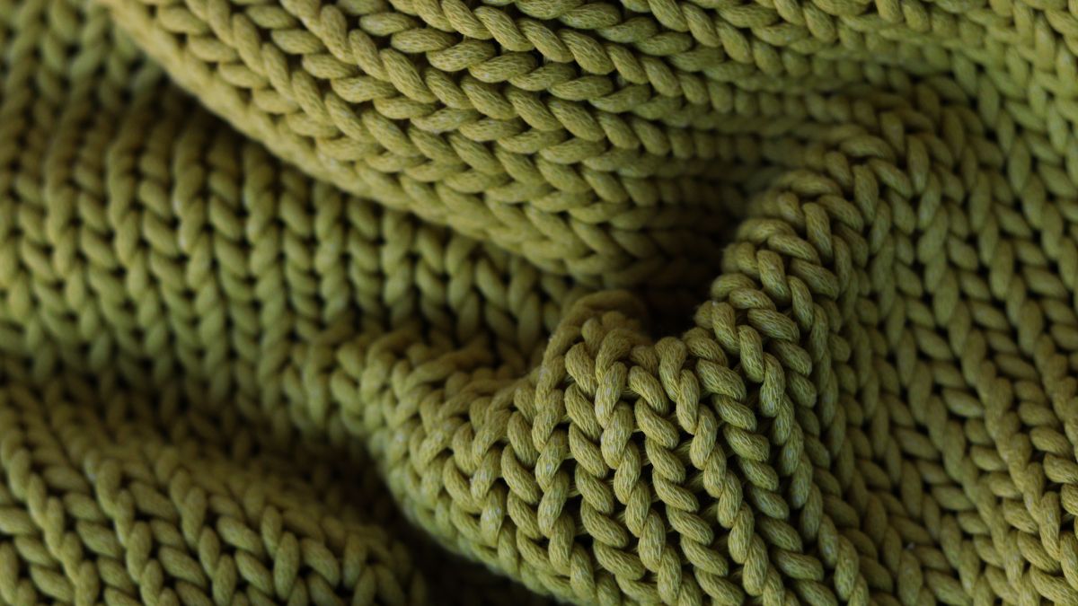 Green knitting material.